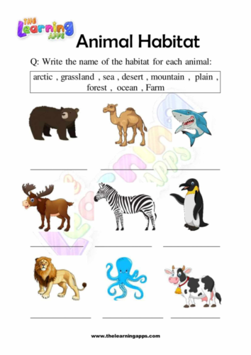 Try our free printable Animals Habitats Worksheet 07 for kids