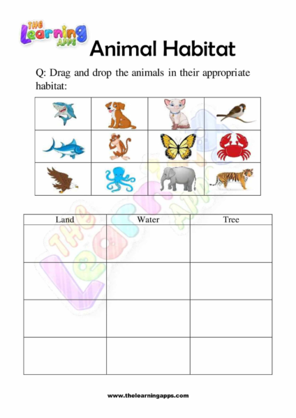 Try our free printable Animals Habitats Worksheet 08 for kids