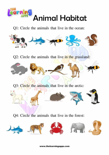 Try our free printable Animals Habitats Worksheet 09 for kids