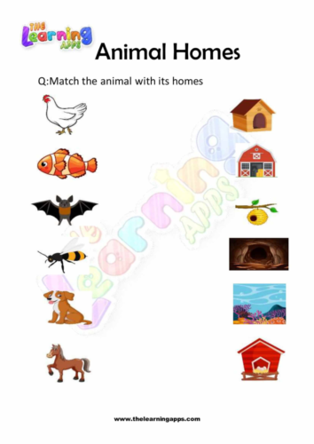 Try our free printable Animals Homes Worksheet 02 for kids