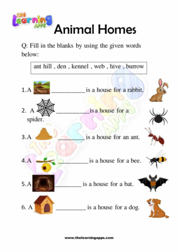 Try our free printable Animals Homes Worksheet 04 for kids
