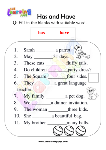 Has and Have Worksheets 06