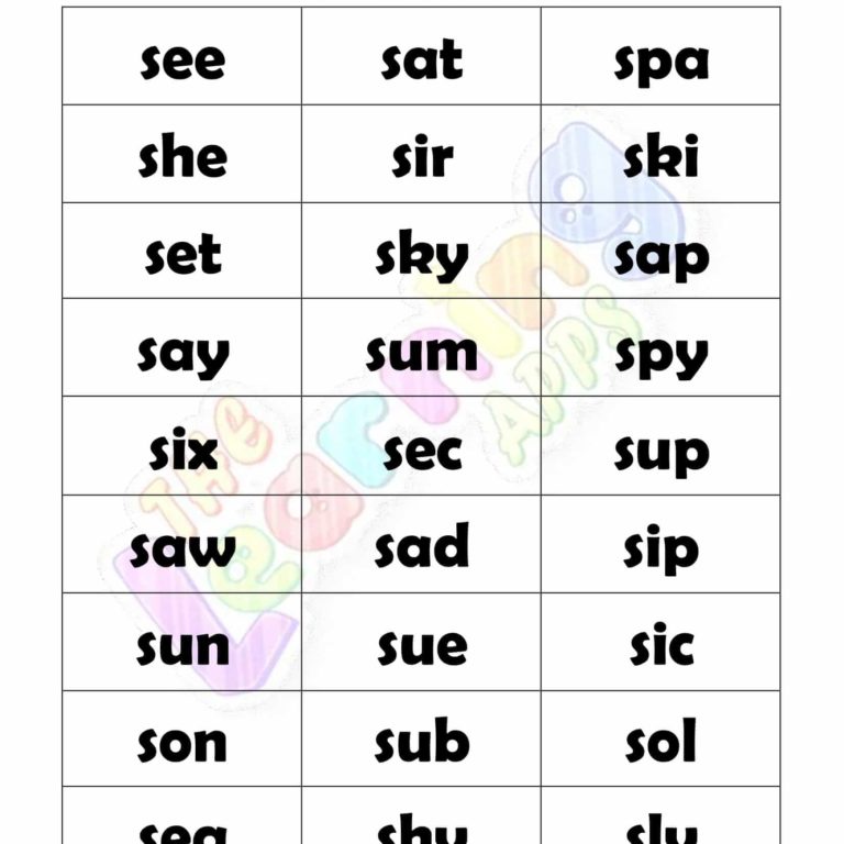 3 LETTER WORD STARTING WITH S
