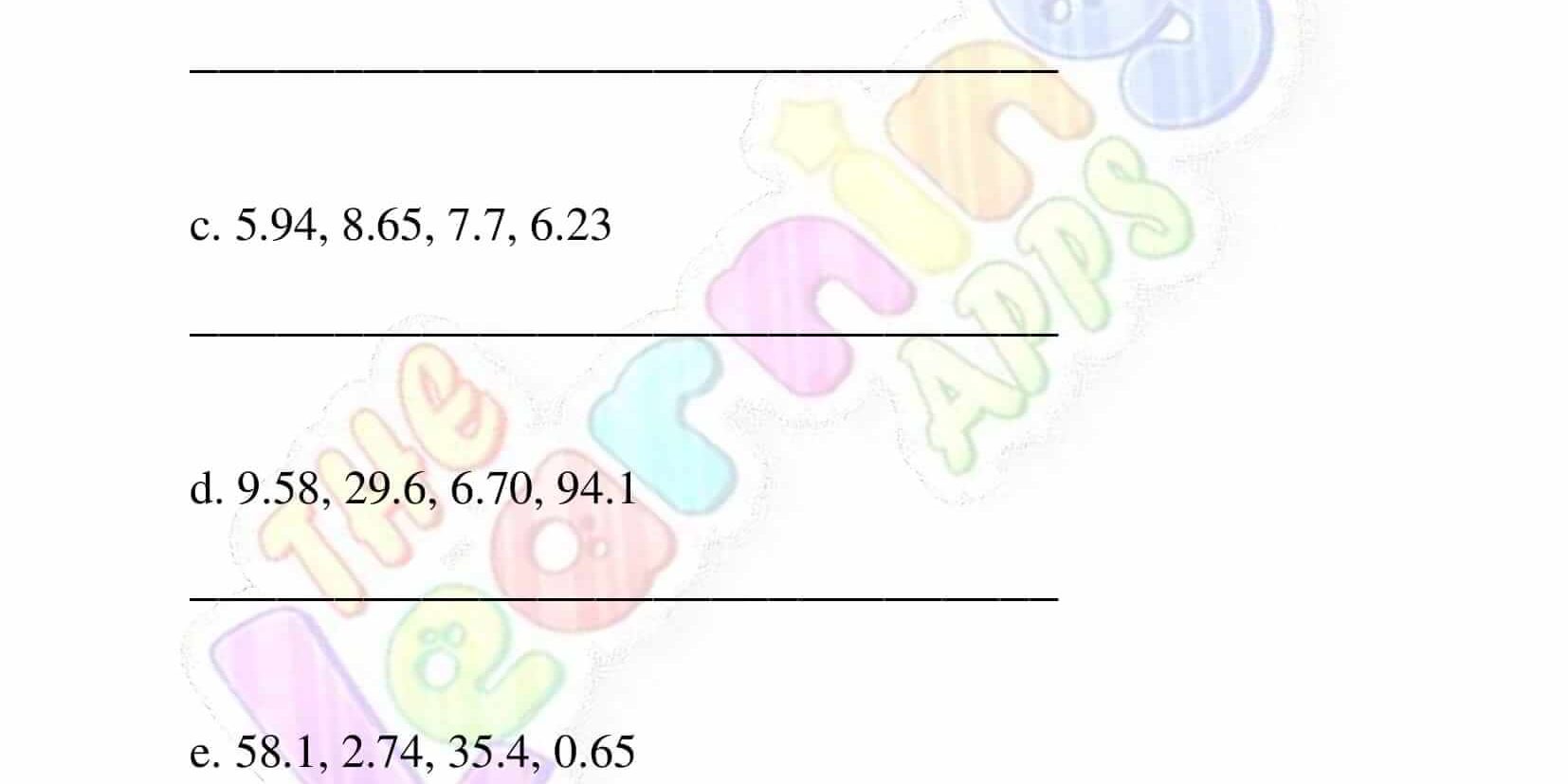 Decimalni list za tretji razred 03