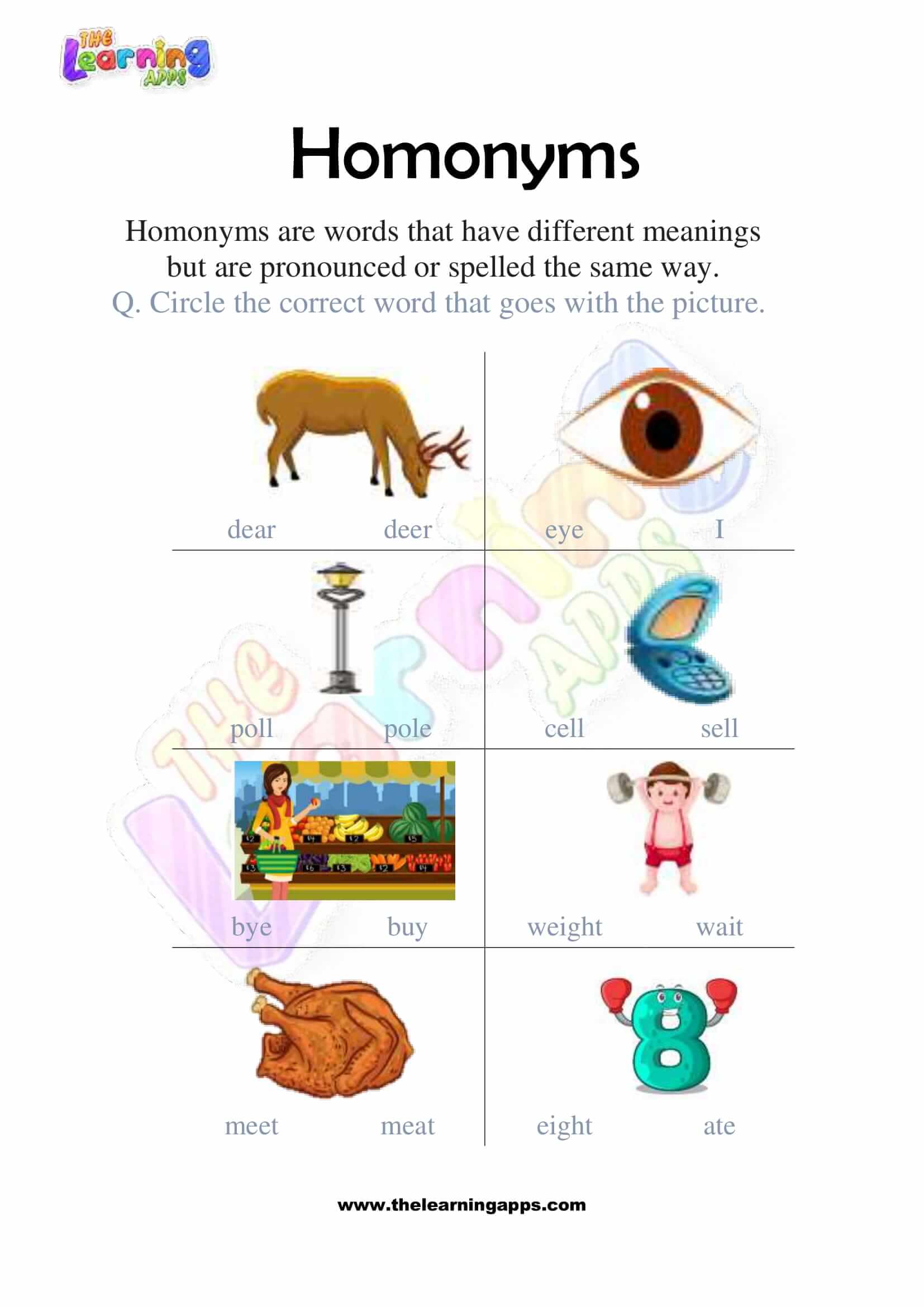 Download Free Printable Homonyms Worksheets For 3rd Grade