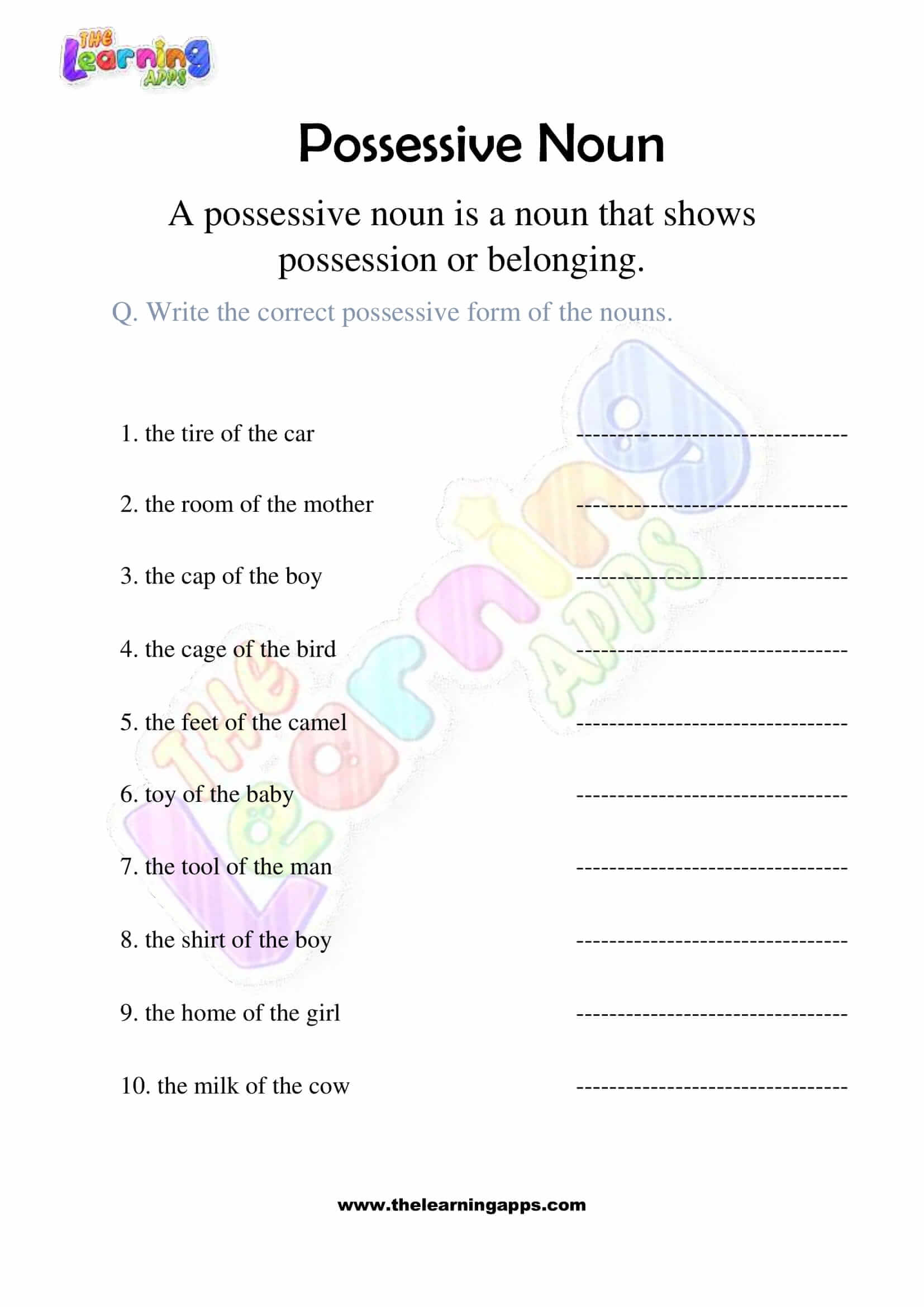 Download Free Possessive Noun Worksheets For 3rd Grade
