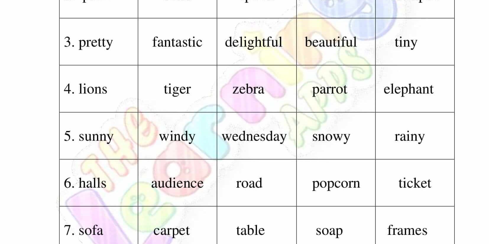 vocabulary worksheet for grade three 10