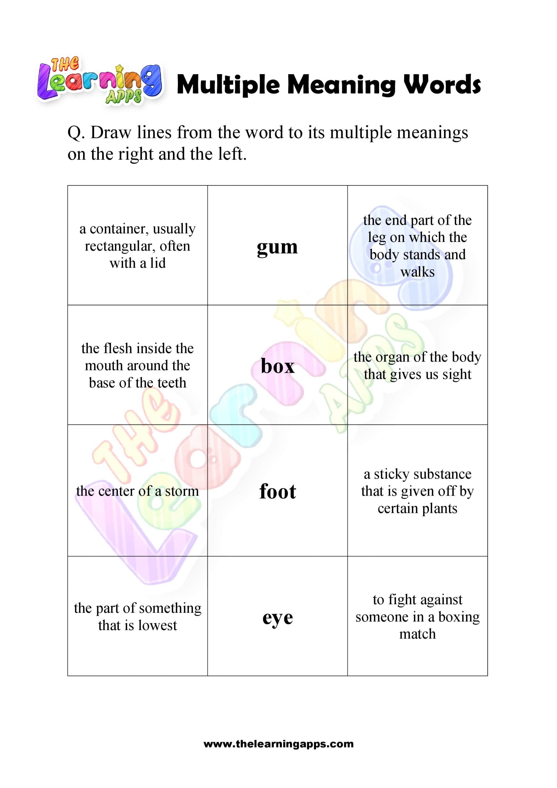 Multiple Meaning Words - Grade 1 - Activity 1