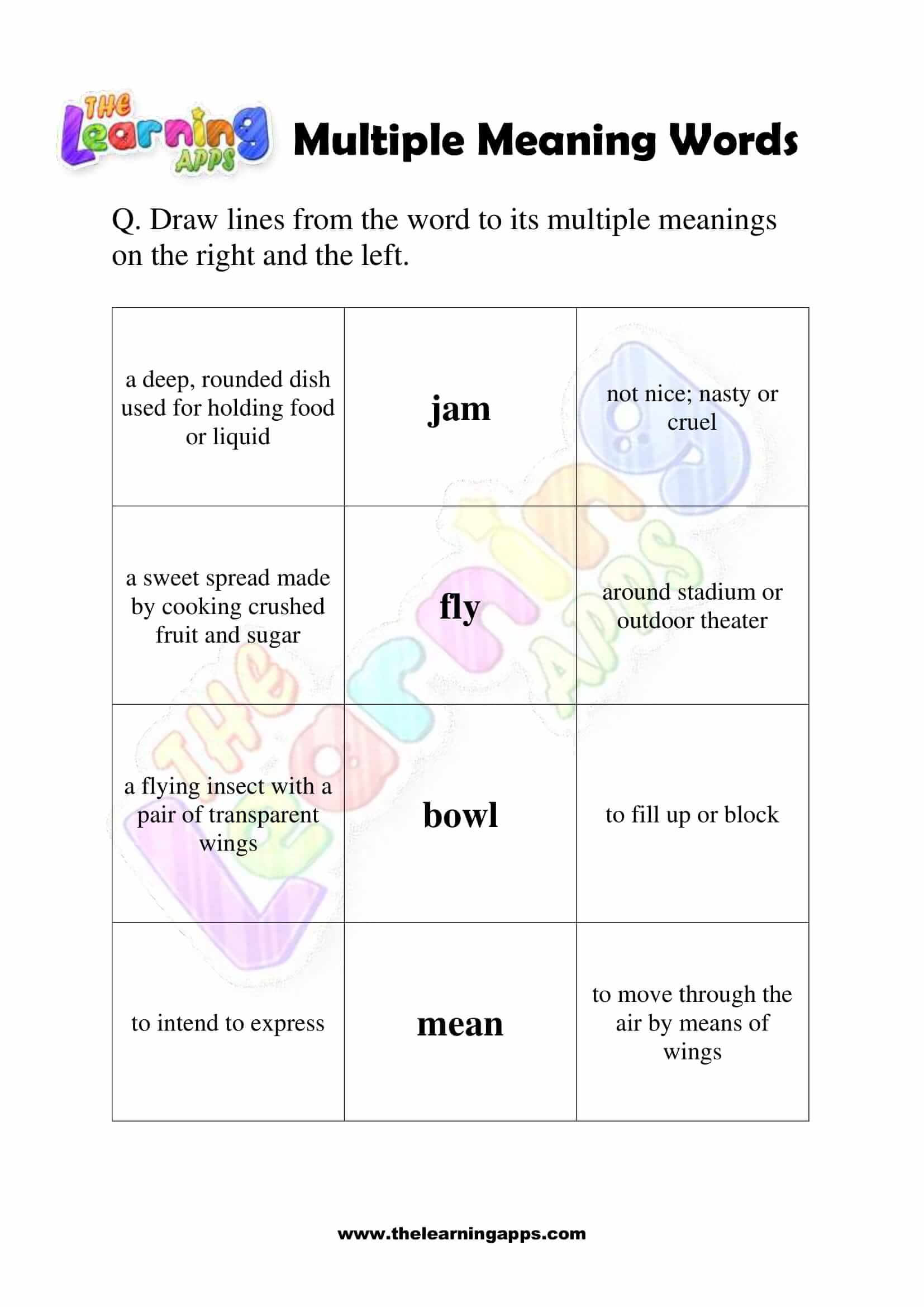 Multiple Meaning Words - Grade 1 - Activity 2