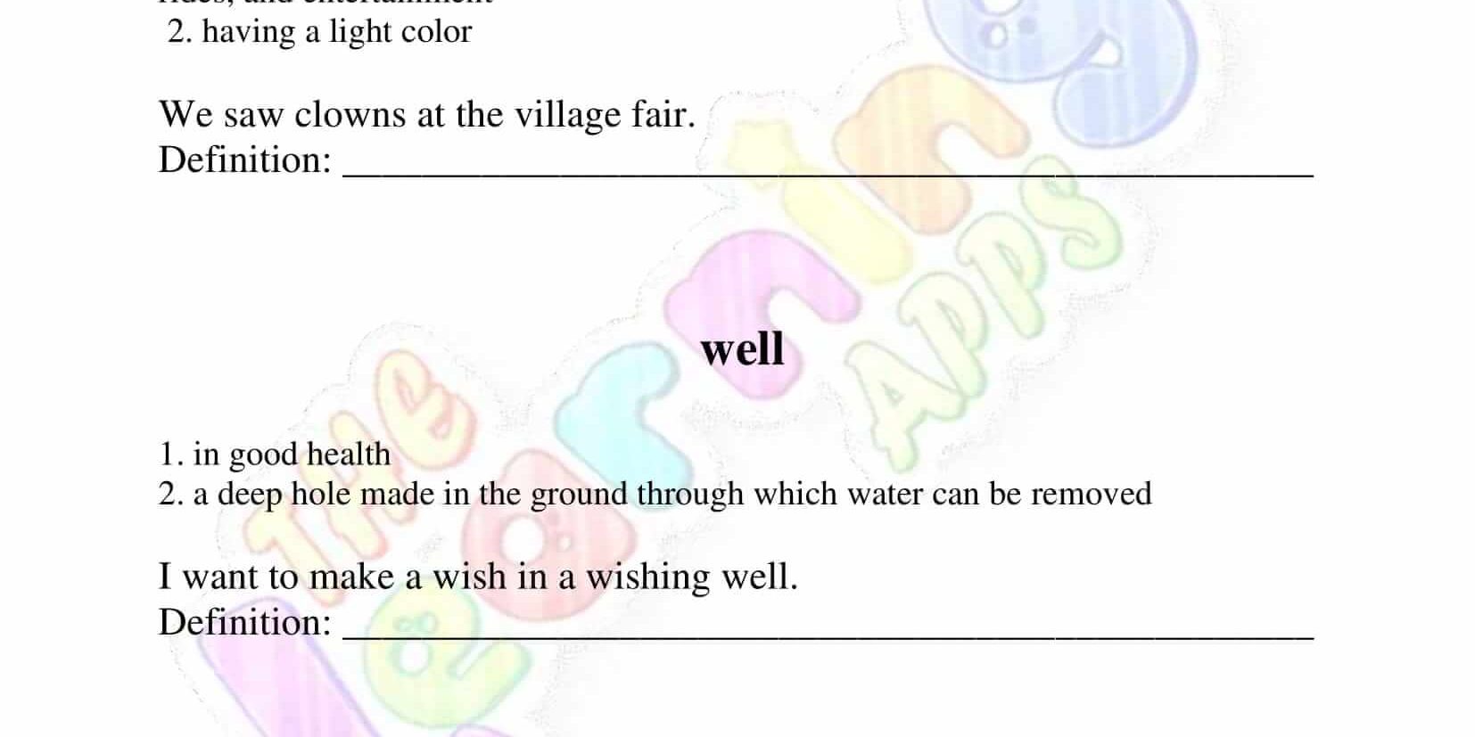 Multiple Meaning Words - Grade 2 - Activity 4