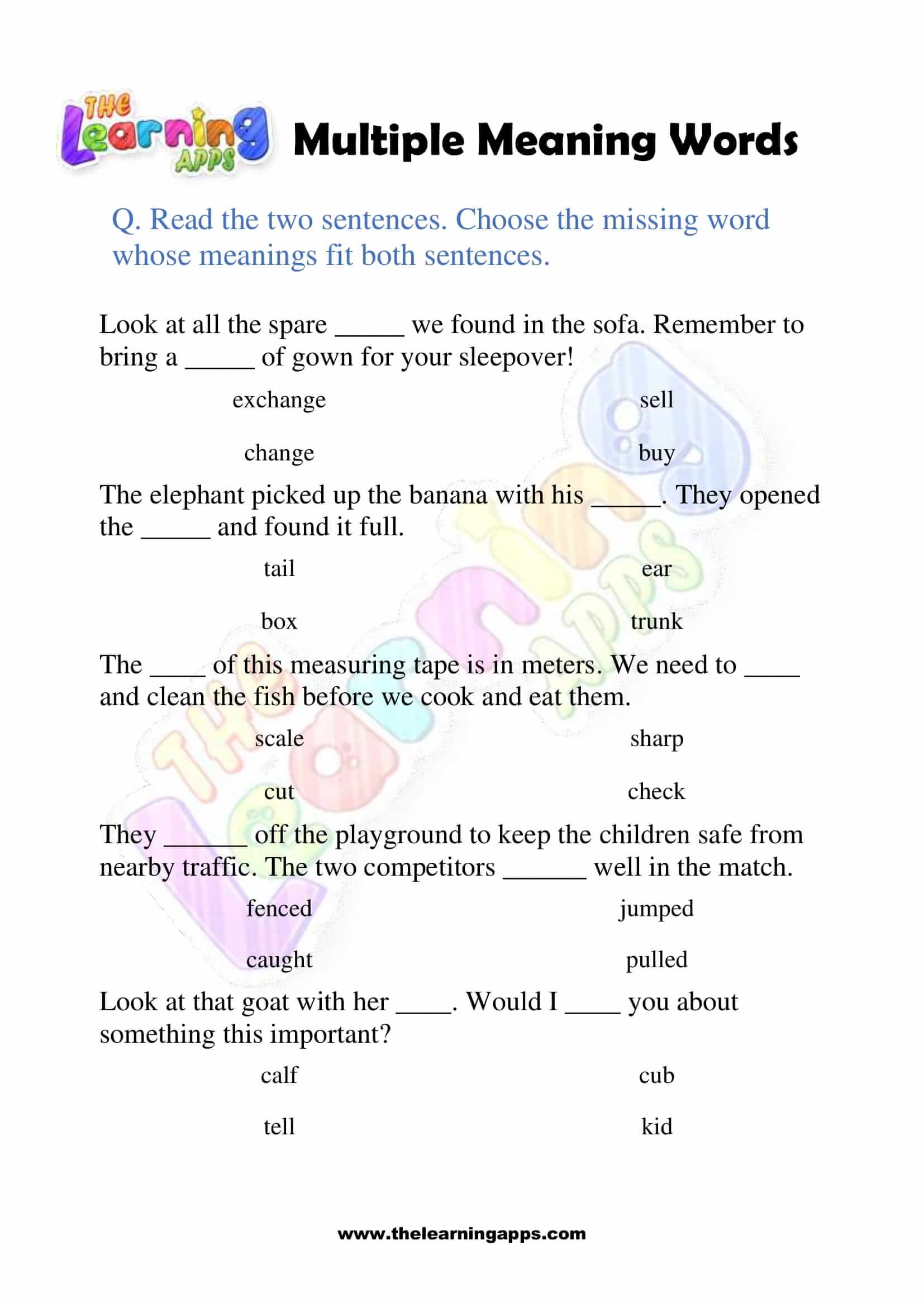 Multiple Meaning Words - Grade 3 - Activity 2