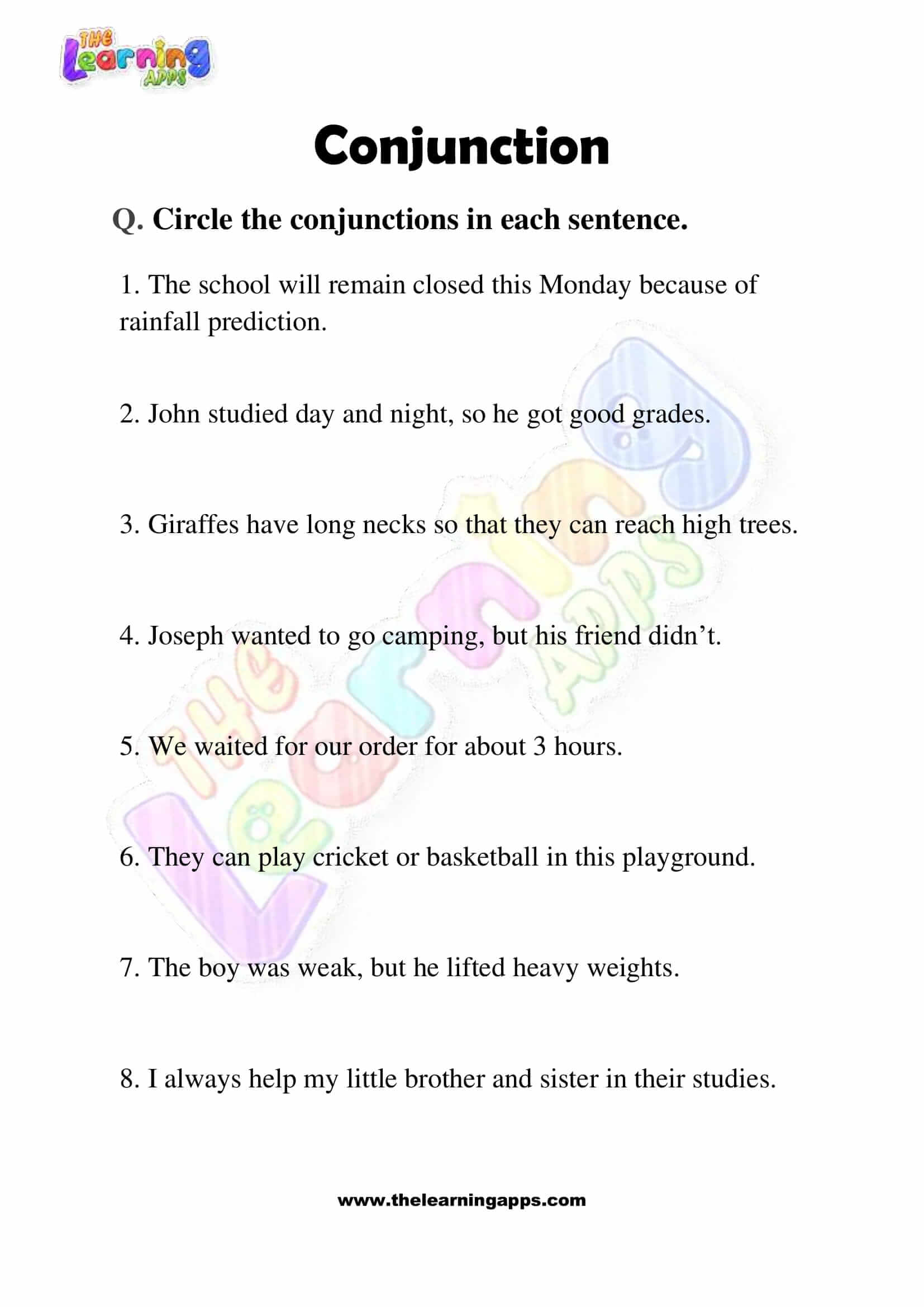 Conjunction Worksheets - Grade 3 - Activity 2