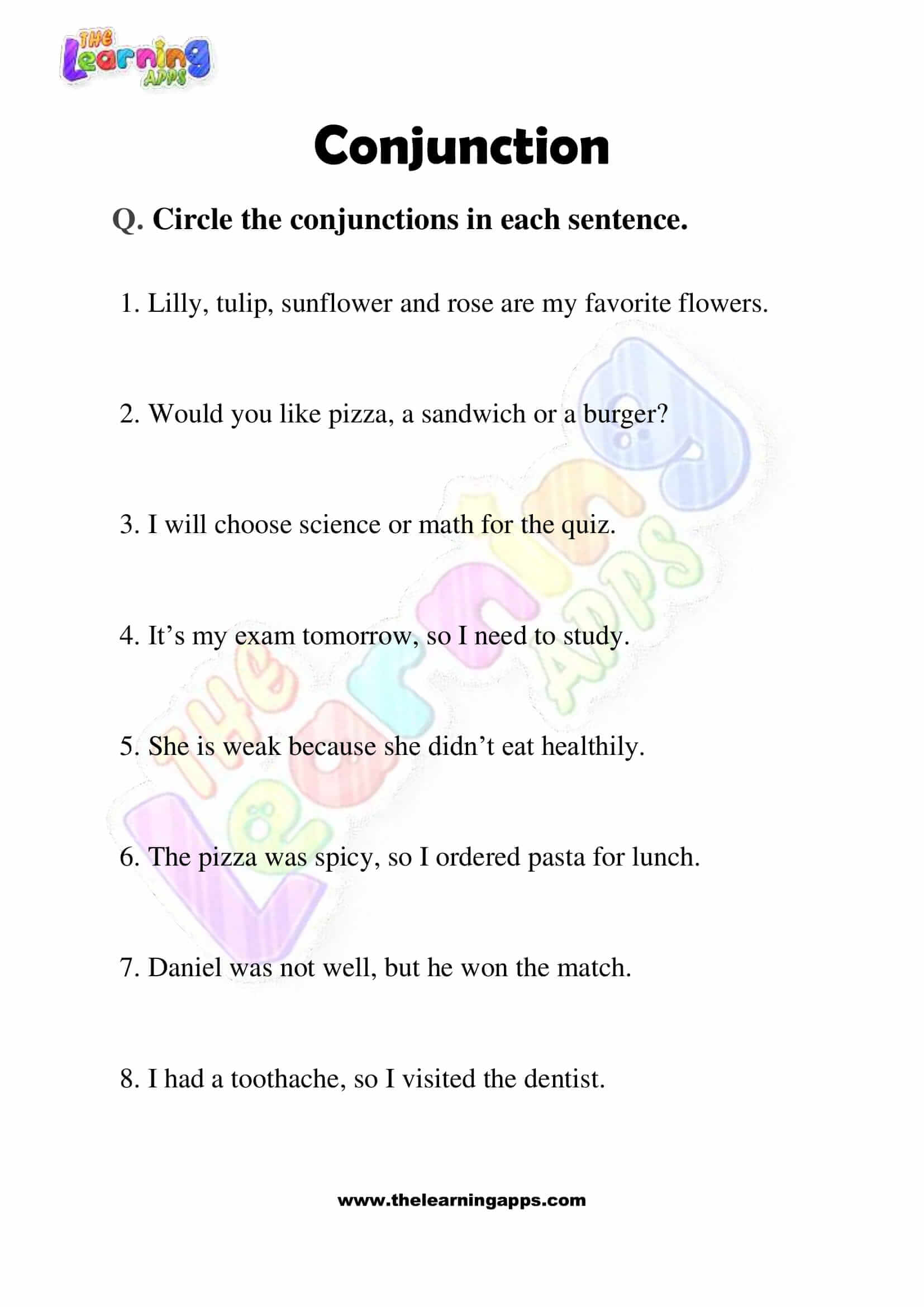 Conjunction Worksheets - Grade 3 - Activity 3