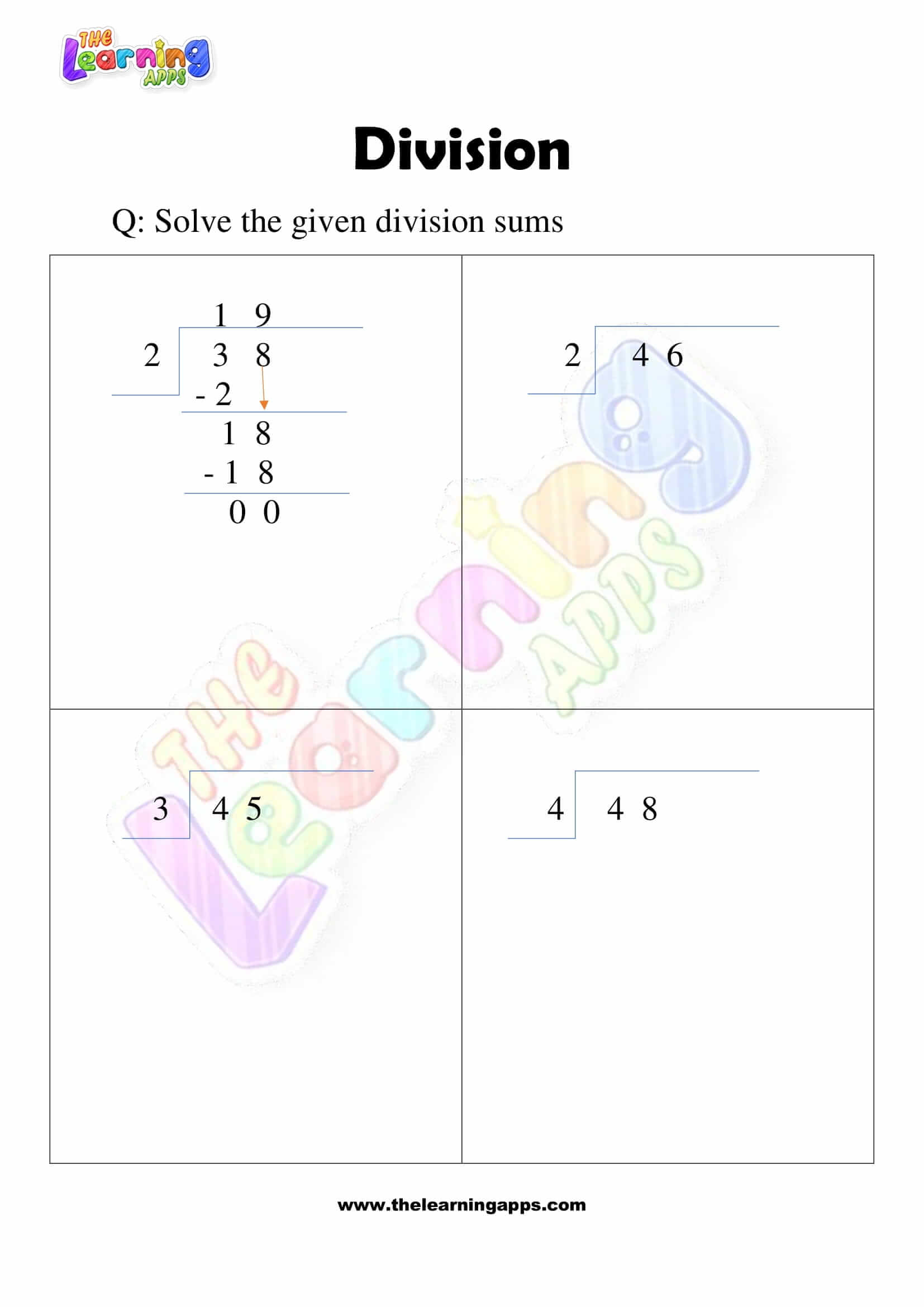 Division Worksheet - Grade 3 - Activity 1