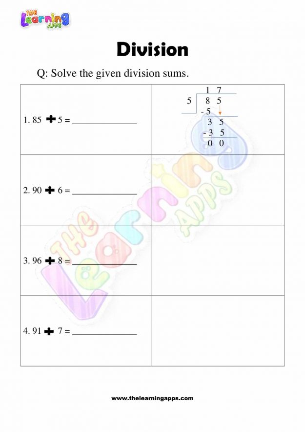 Division Worksheet - Grade 3 - Activity 4