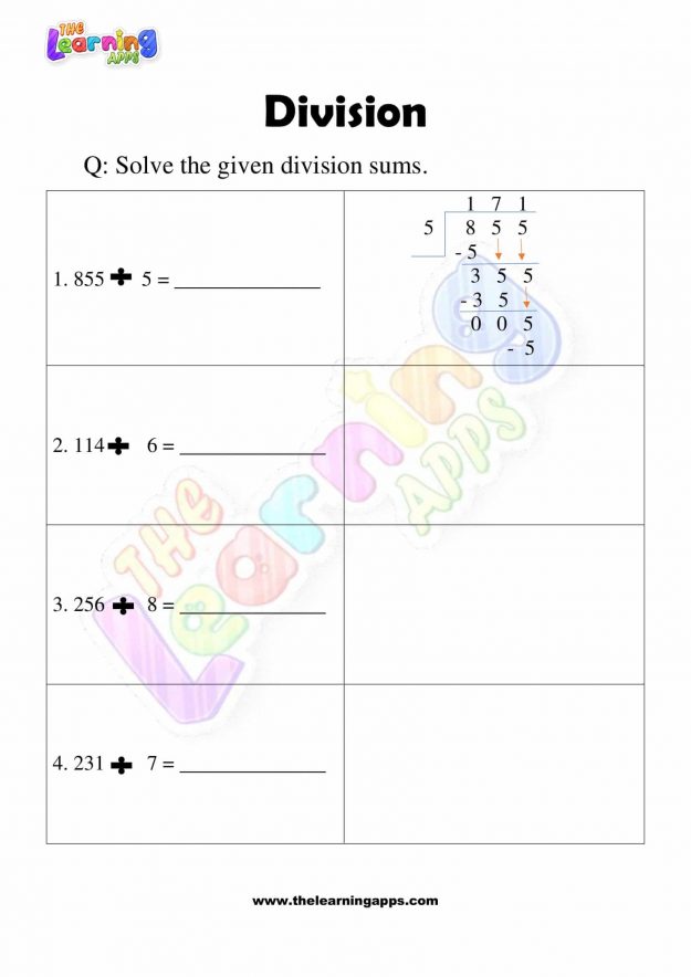 Division Worksheet - Grade 3 - Activity 9