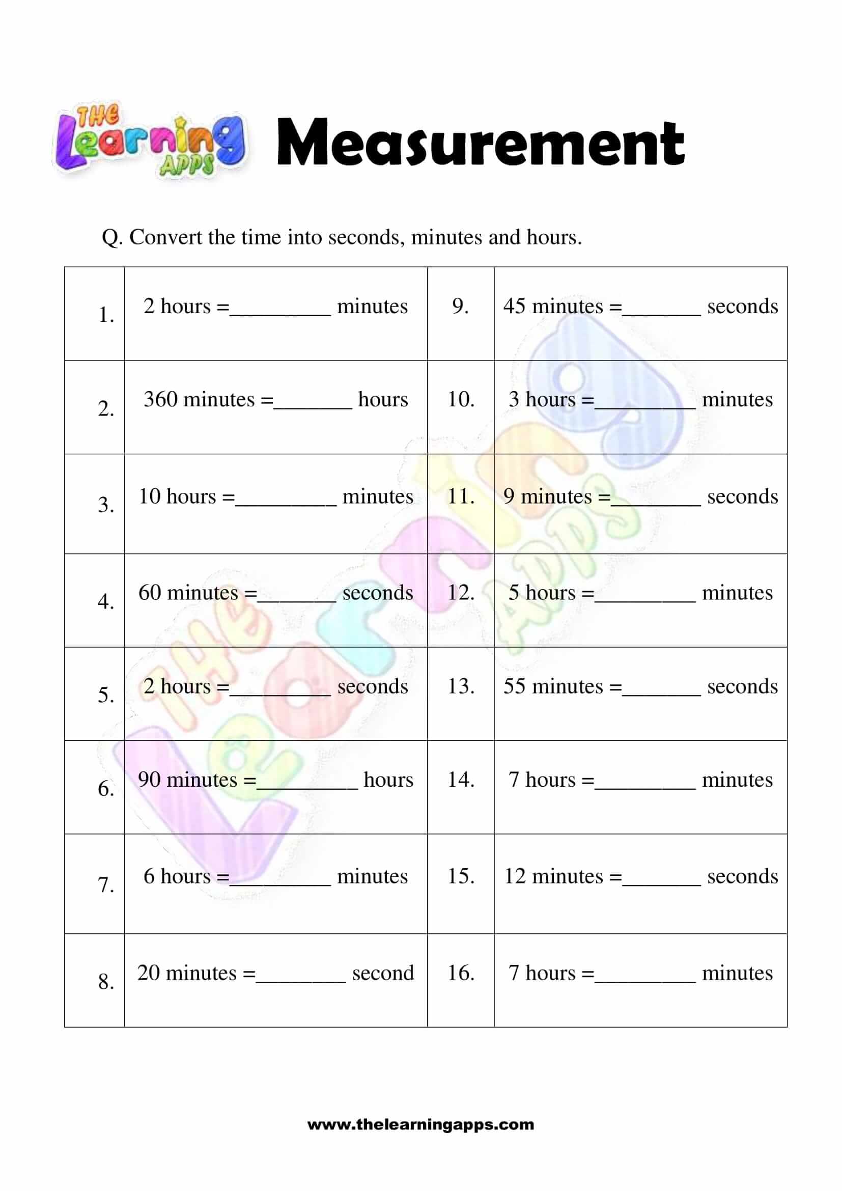 Measurement Worksheet - Grade 1 - Activity 8