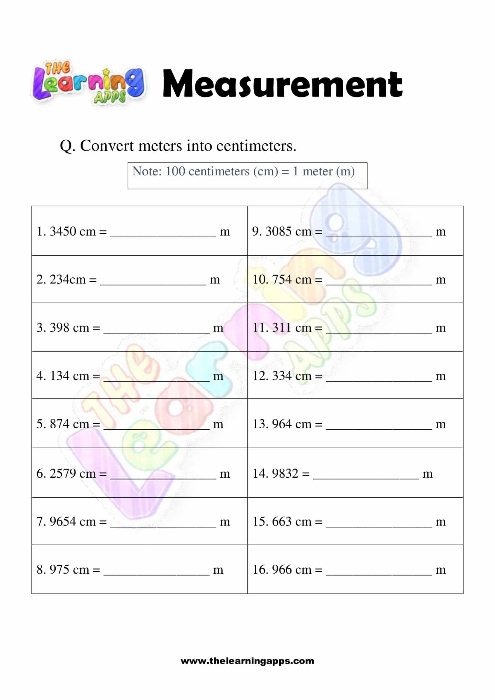 Measurement Worksheet - Grade 2 - Activity 6