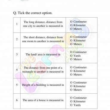 Measurement Worksheet - Grade 3 - Activity 1
