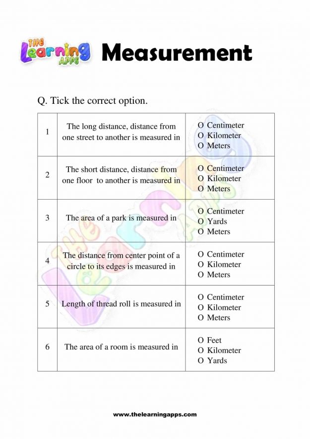 Measurement Worksheet - Grade 3 - Activity 2