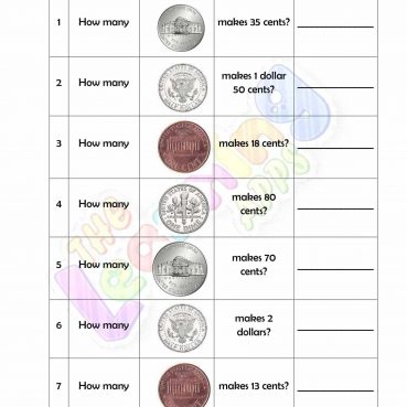 Money Worksheet - Grade 2 - Activity 1