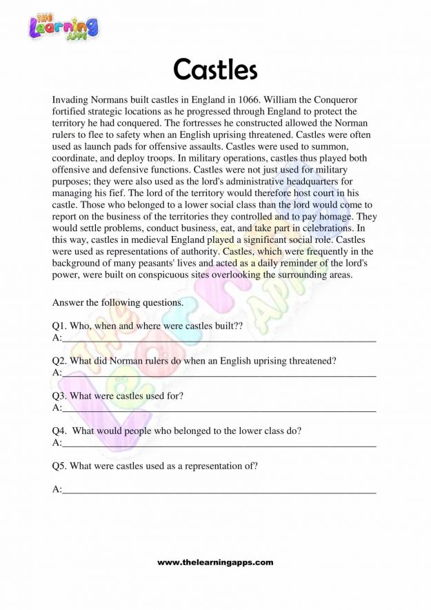 Non Fiction Reading Passages - Grade 3 - Castles