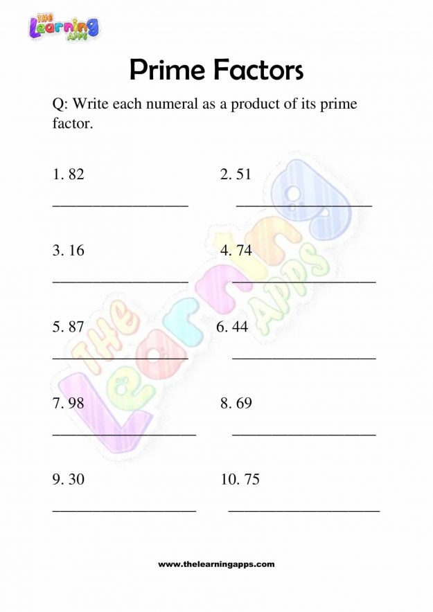 Prime Factors - Grade 2 - Activity 1