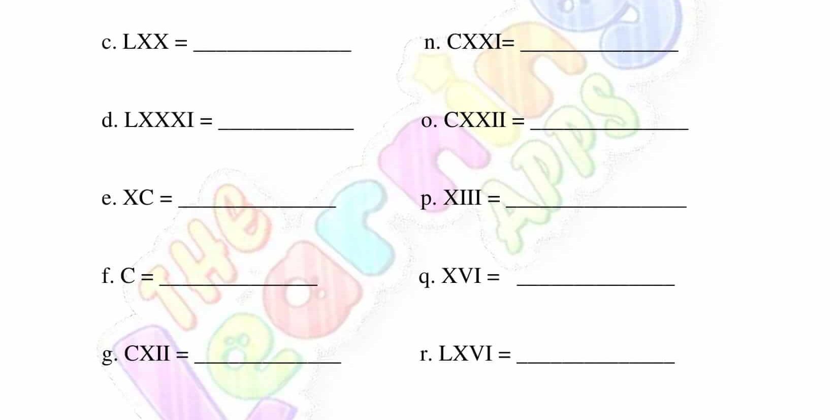 Roman Numerals – Grade 3 – Activity 2 Roman Numerals - Grade 3 - Activity 2