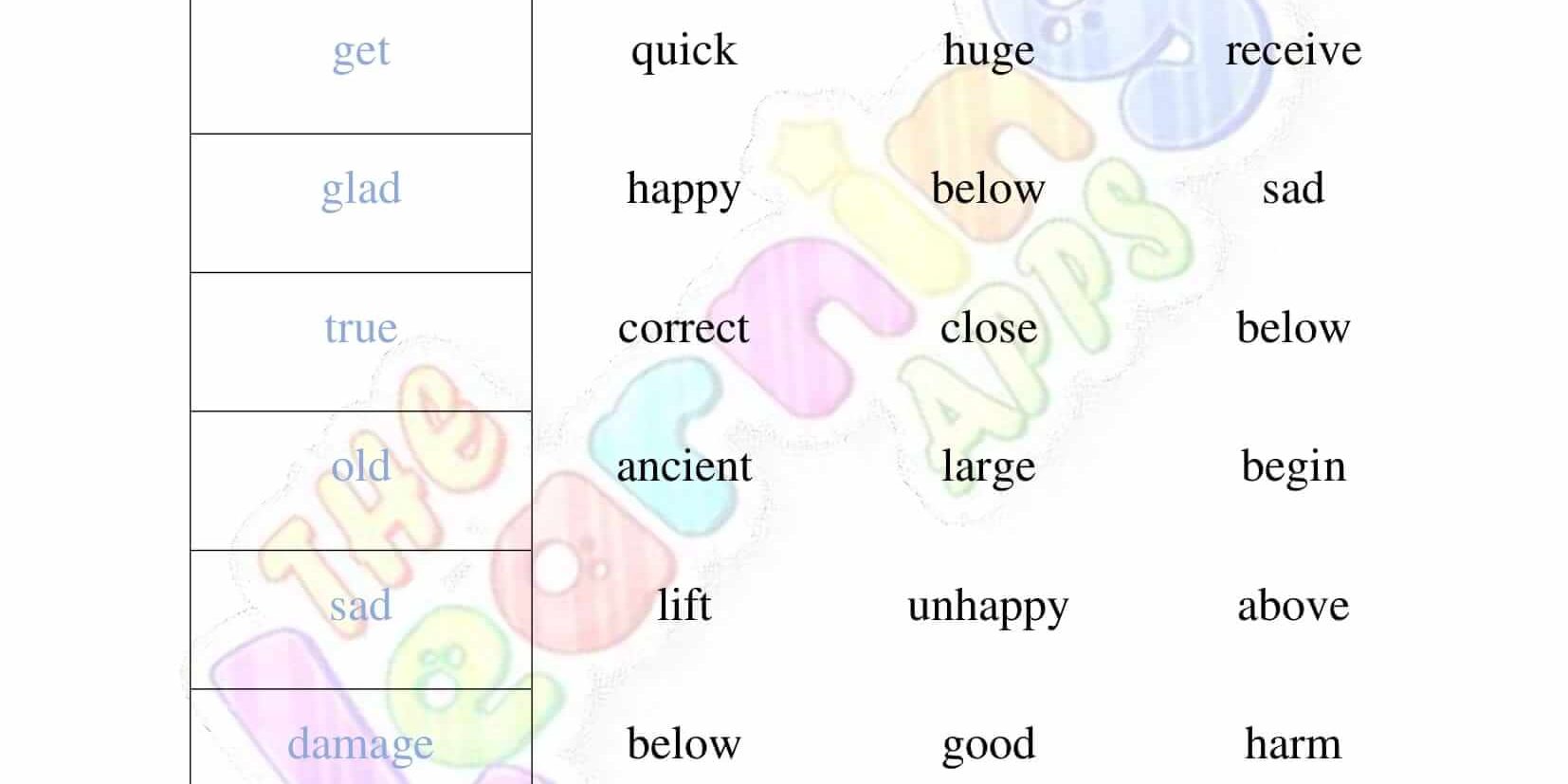 Synonyms - Grade 2 - Activity 2