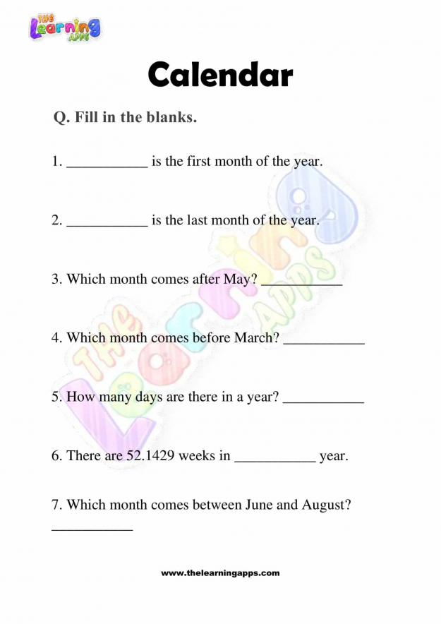 Calendar-Worksheets-Grade-3-Activity-1