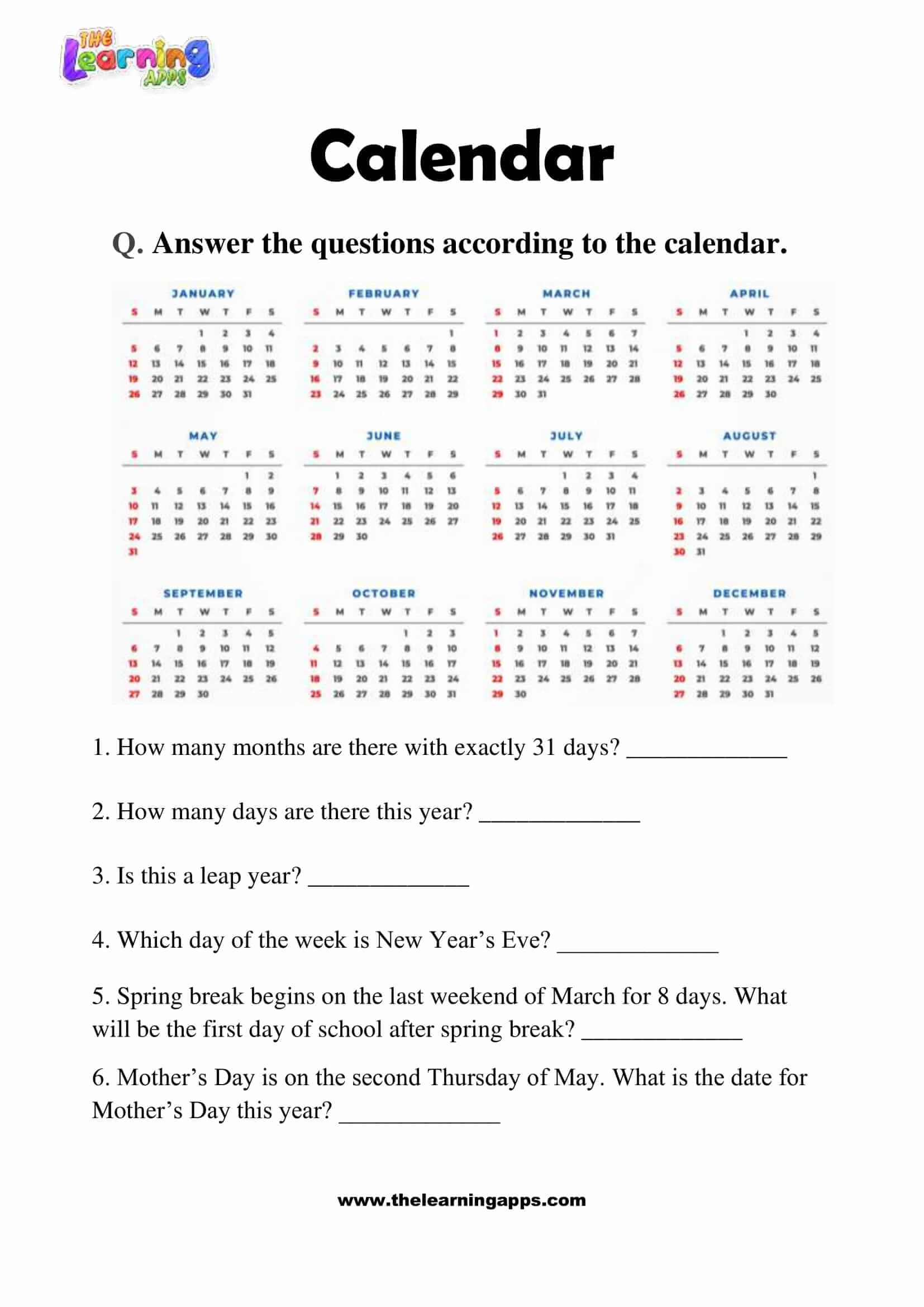 Calendar-Worksheets-Grade-3-Activity-5