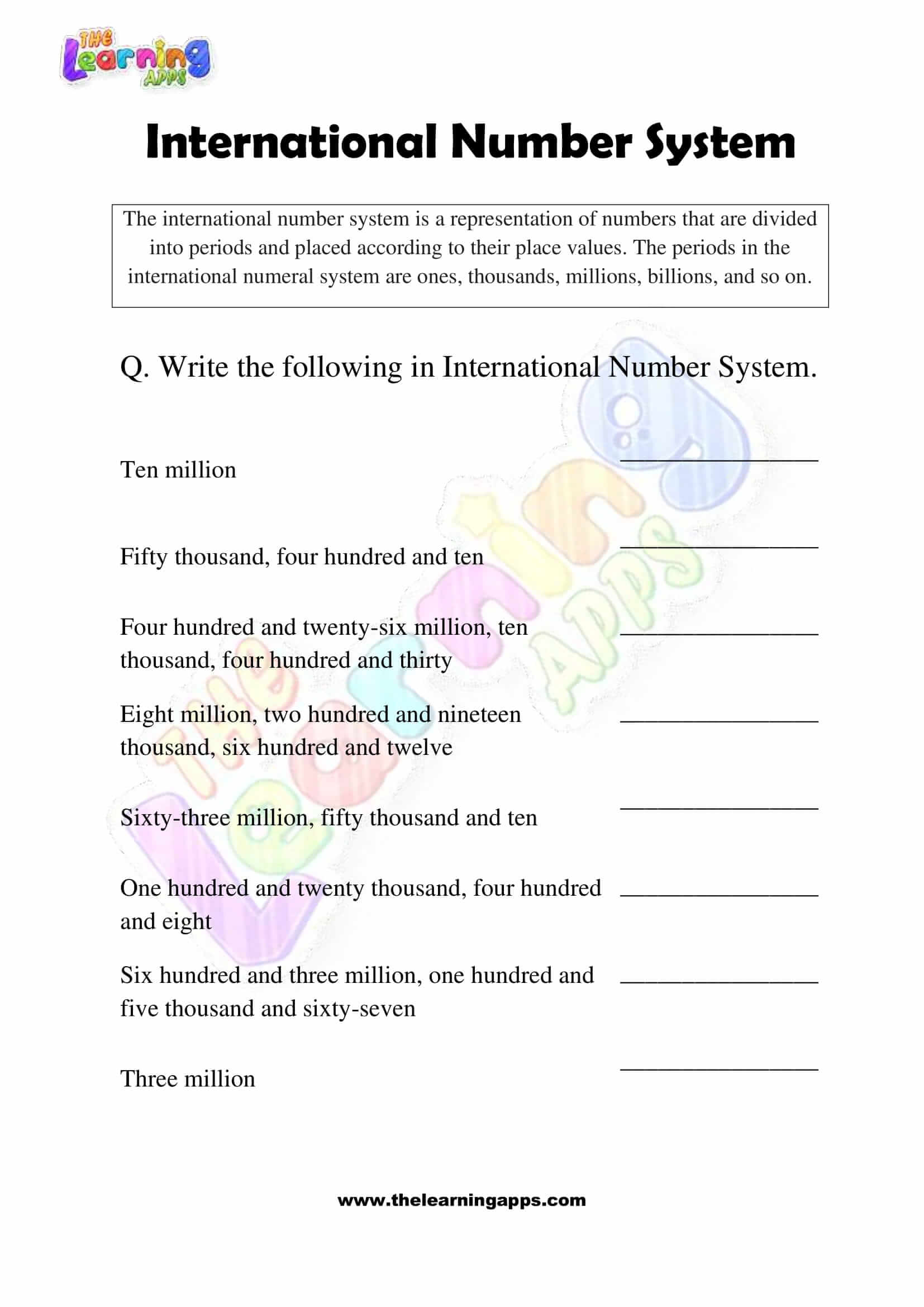 International Number System - Grade 3 - Activity 5