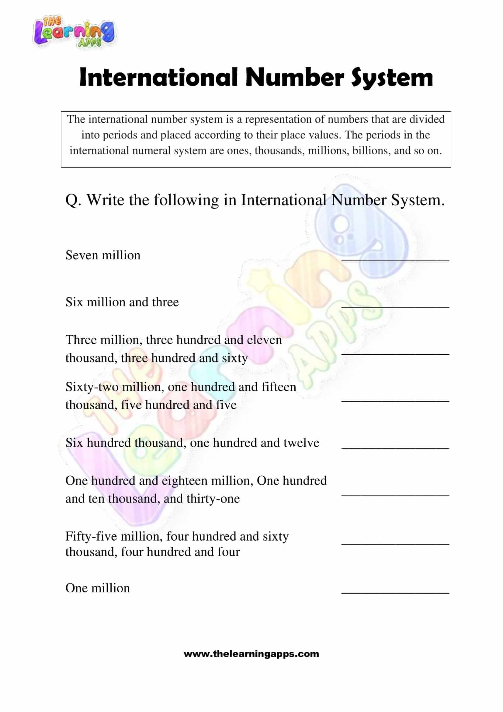 International Number System - Grade 3 - Activity 6
