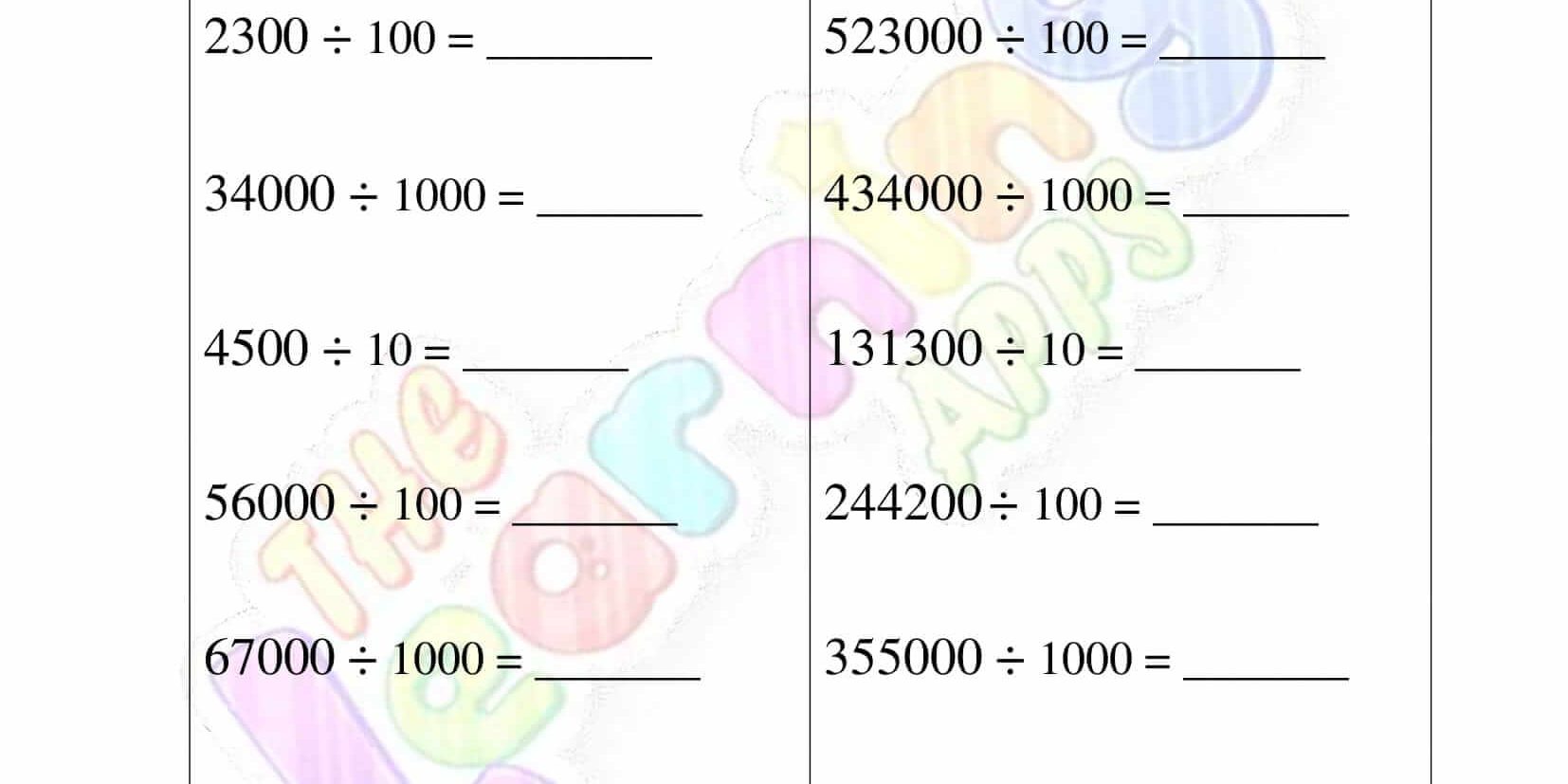 Mental Division – Grade 3 – Activity 5 Mental Division - Grade 3 - Activity 5