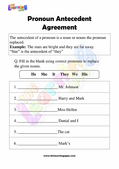 Pronoun-Antecedent-Agreement-Worksheets-Grade-3-Activity-1