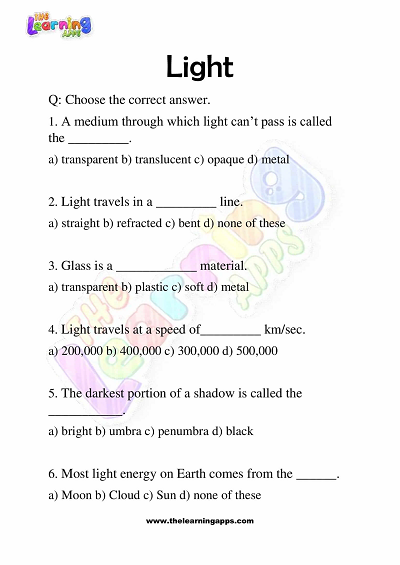 Light-Worksheets-Grade-3-Activity-4