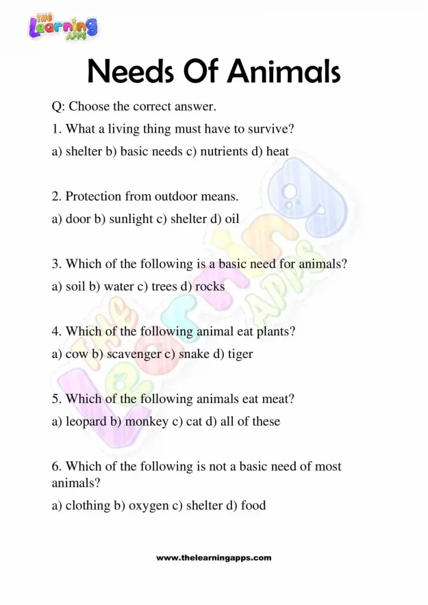 Needs-of-Animals-Worksheets-Grade-3-Activity-1