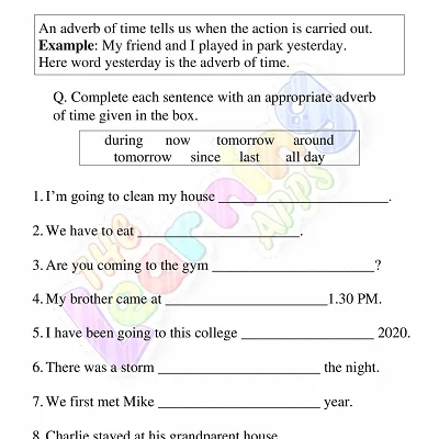 Adverb-of-Time-Worksheets-for-Grade-3-Activity-1 Adverb-of-Time-Worksheets-for-Grade-3-Activity-1