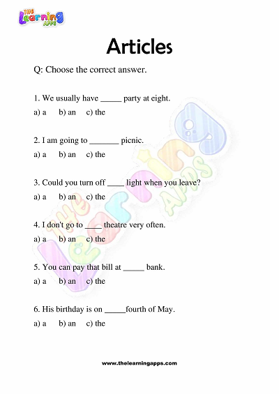 Articles-Worksheets-for-Grade-3-Activity-9