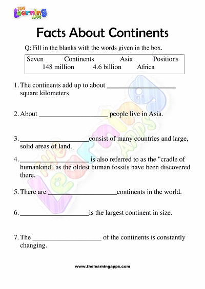 Facts-About-Continents-Worksheets-for-Grade 3-Activity-3
