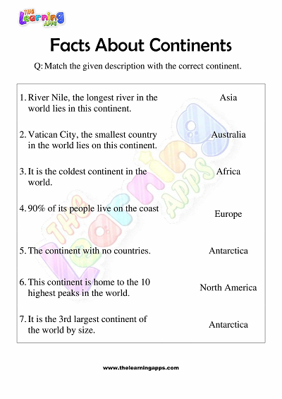 Facts-About-Continents-Worksheets-for-Grade 3-Activity-5