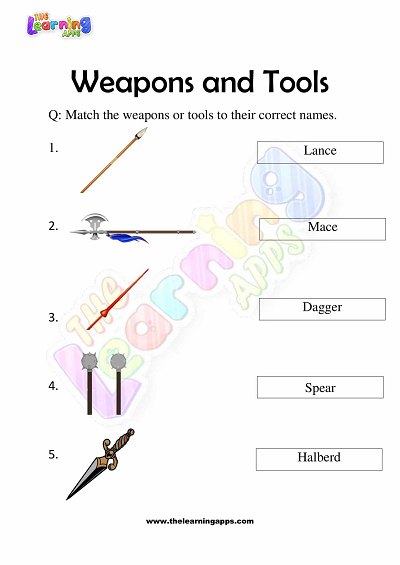 Weapons-and-Tools-Worksheets-for-Grade 3-Activity-2