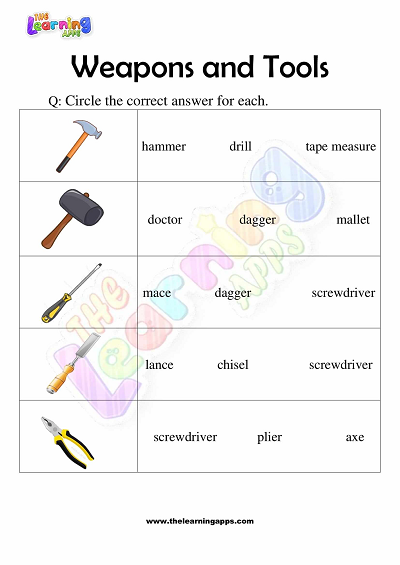 Weapons-and-Tools-Worksheets-for-Grade 3-Activity-3