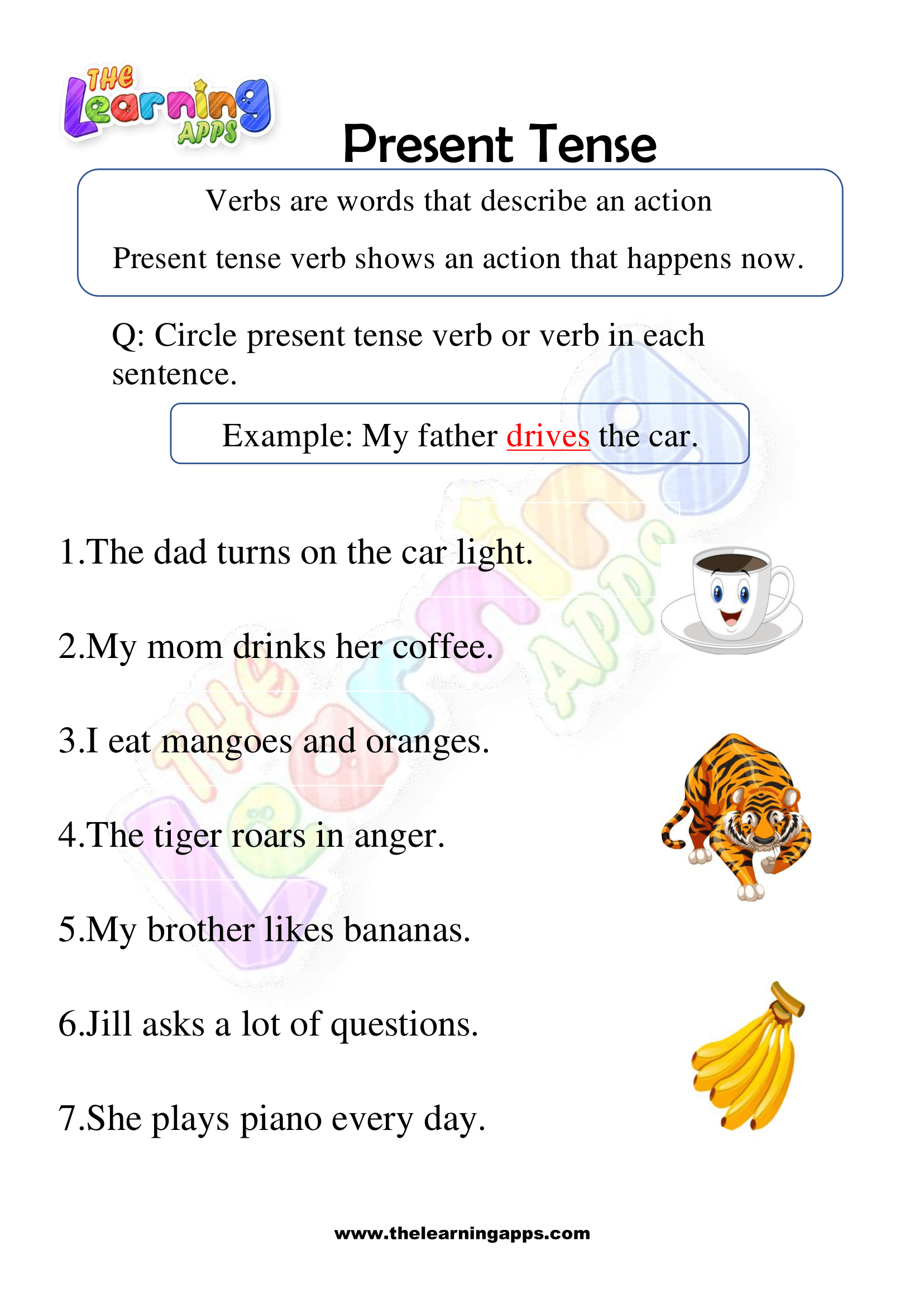 Simple Present Tense Worksheets for Grade 1 - Activity 3