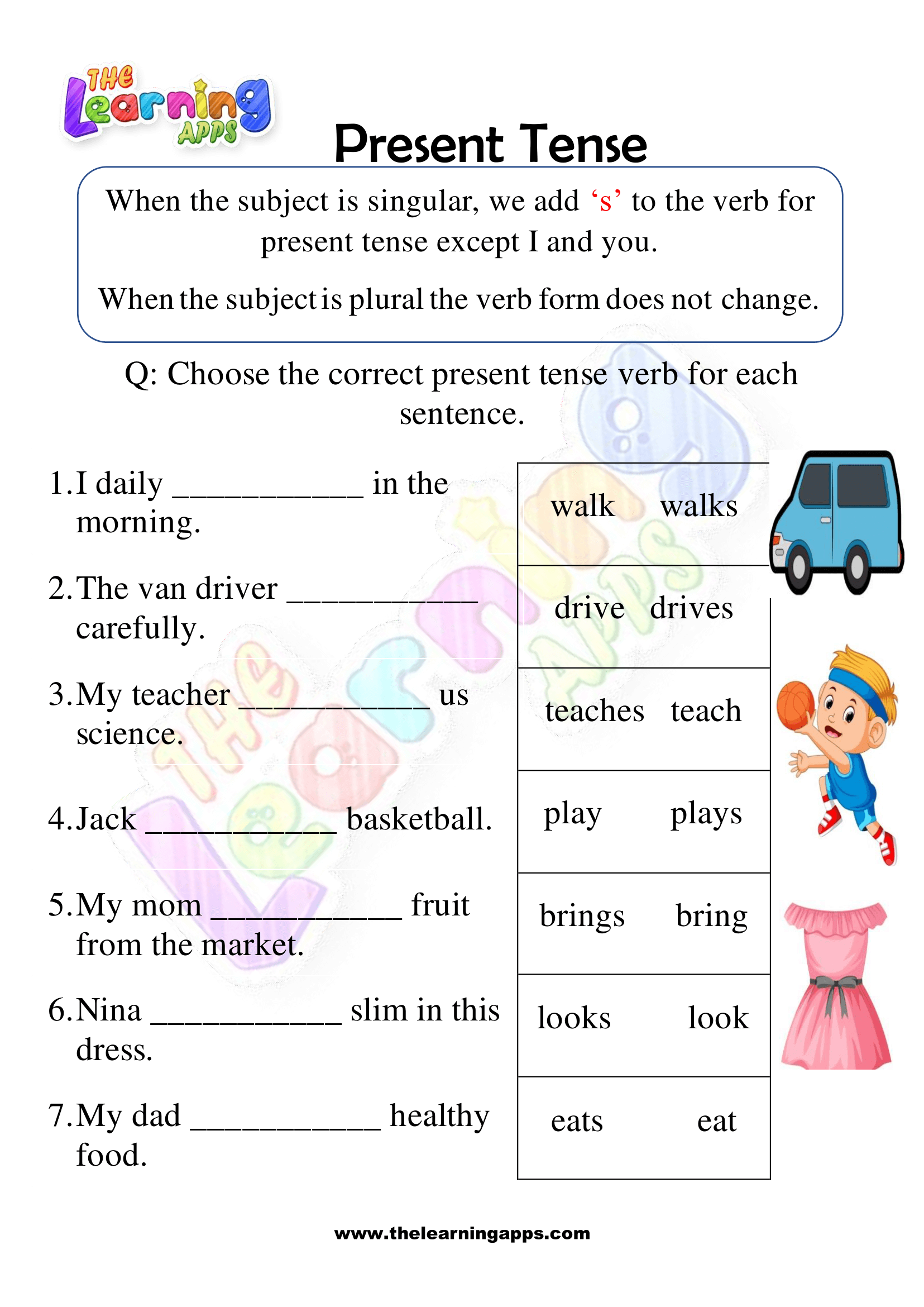 Simple Present Tense Worksheets for Grade 1 - Activity 5