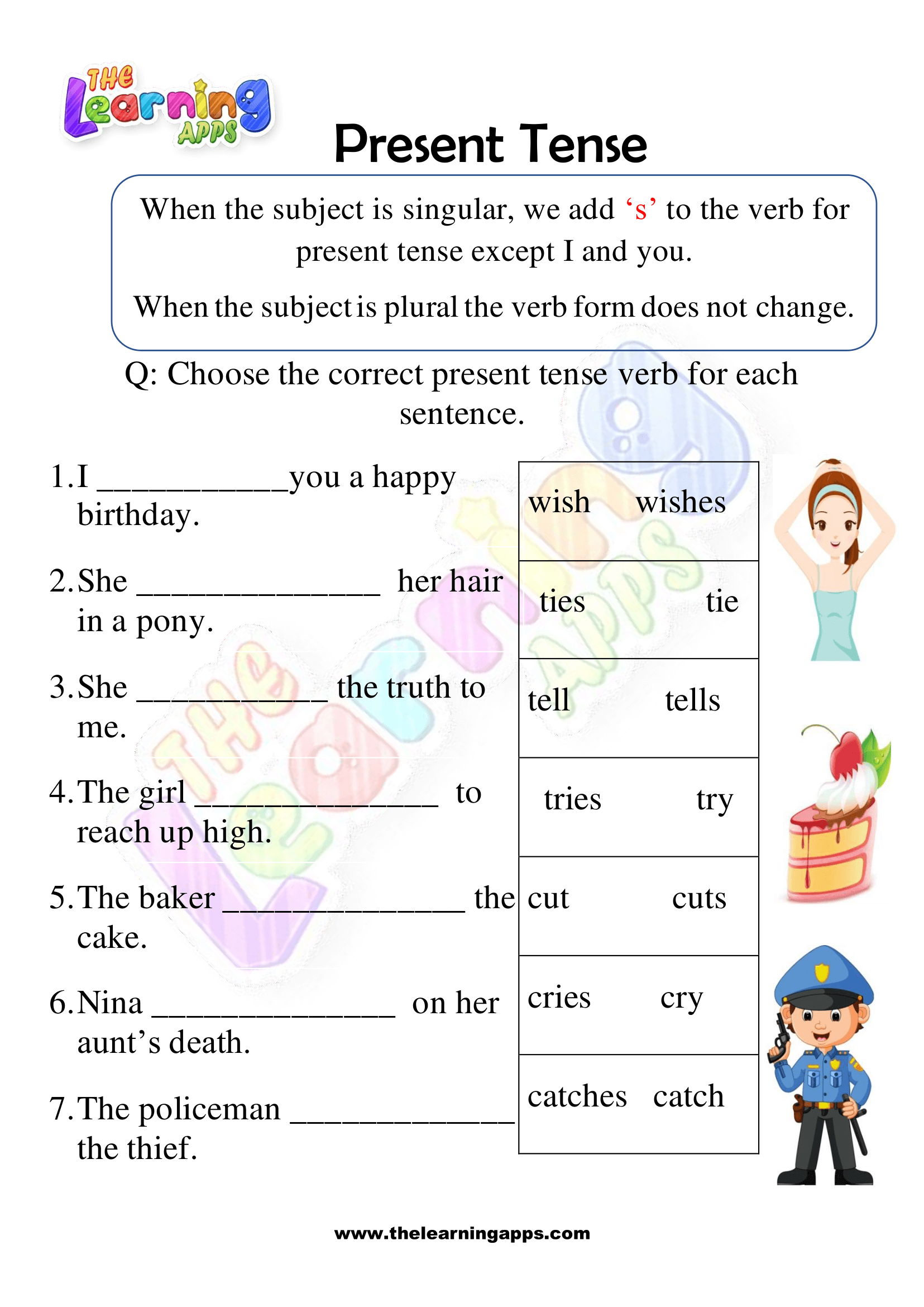 Simple Present Tense Worksheets for Grade 1 - Activity 6