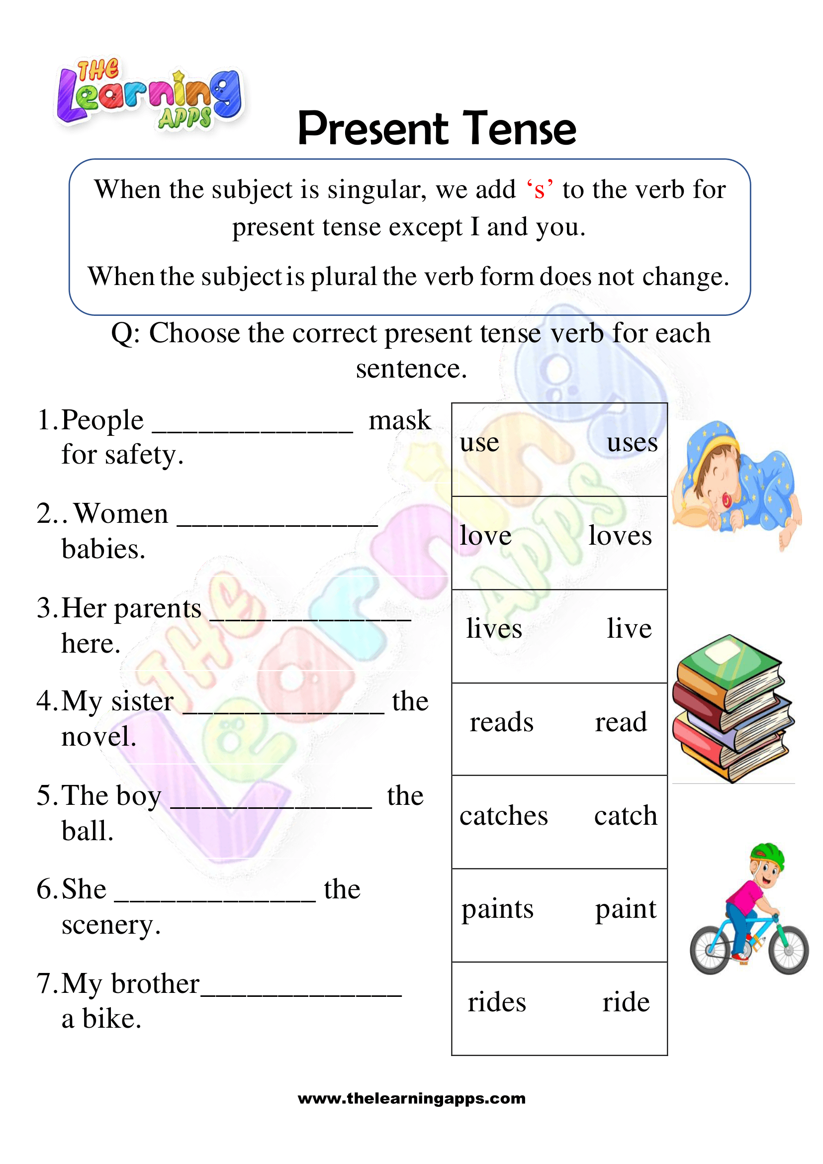 Simple Present Tense Worksheets for Grade 1 - Activity 7