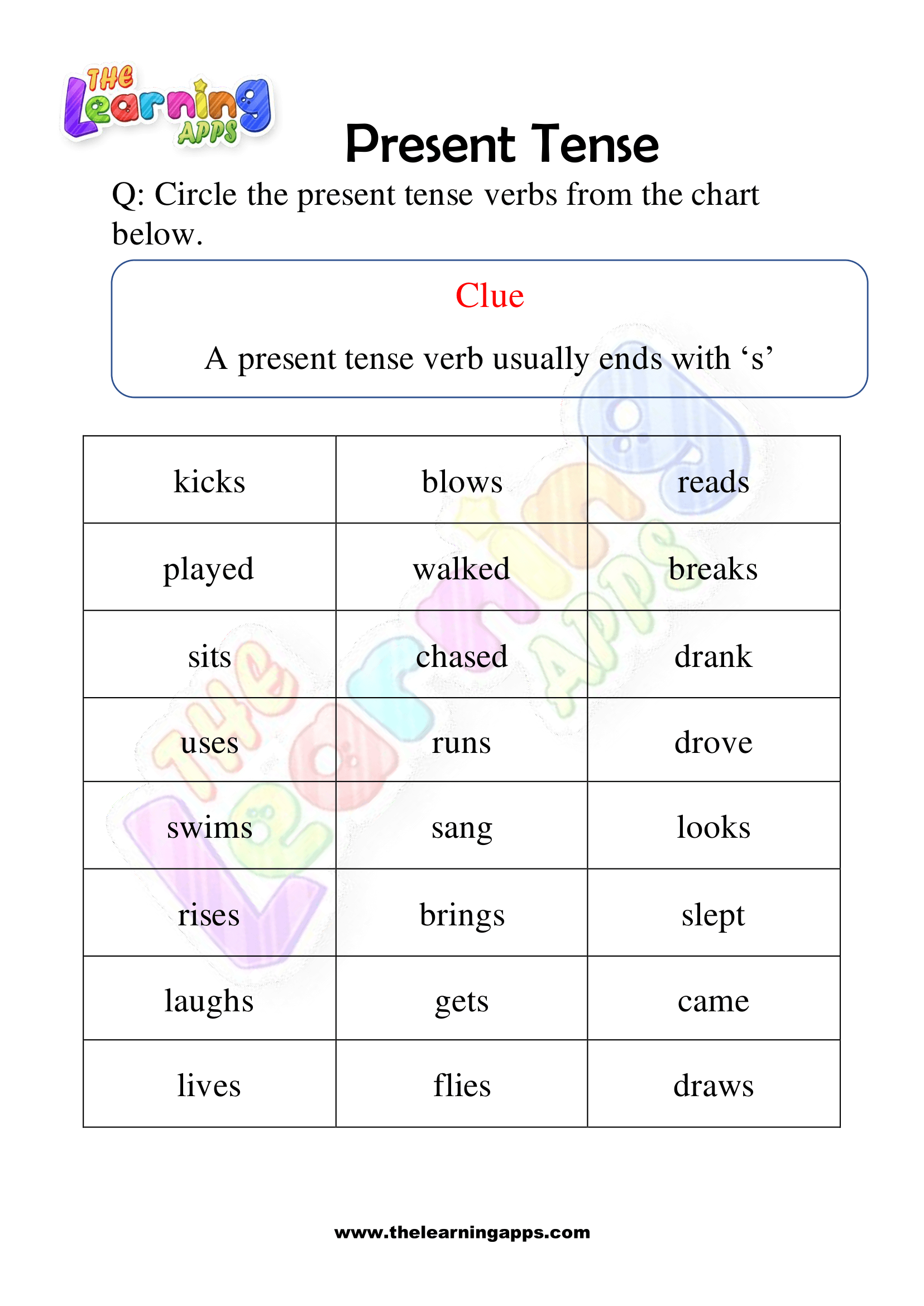 Simple Present Tense Worksheets for Grade 1 - Activity 9