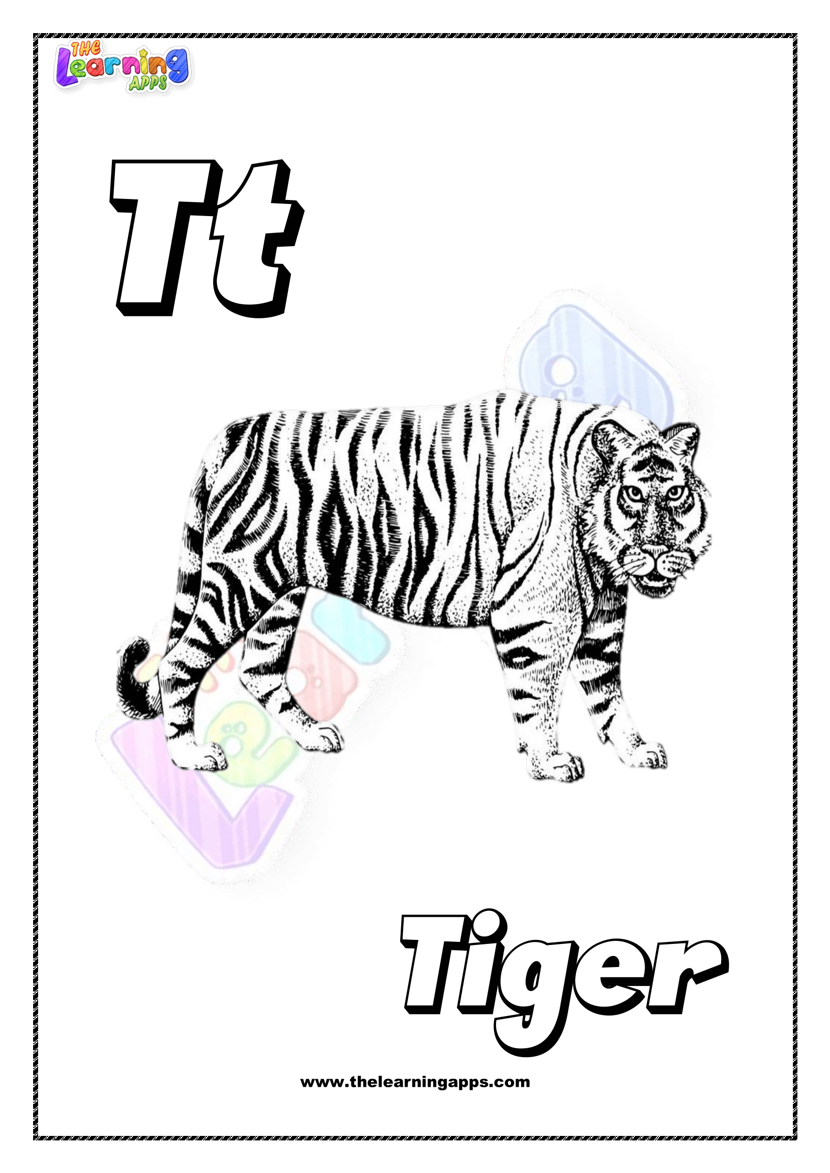 Animal T Printable For Kids - Worksheet