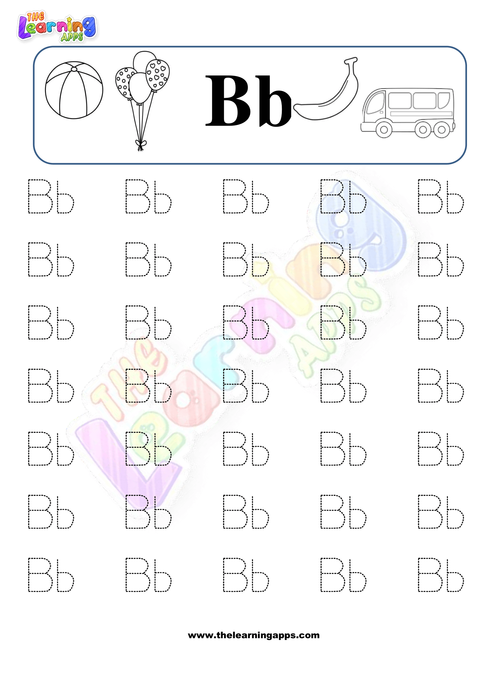 ورقة عمل حرف B 03 لأطفال ما قبل المدرسة ورياض الأطفال